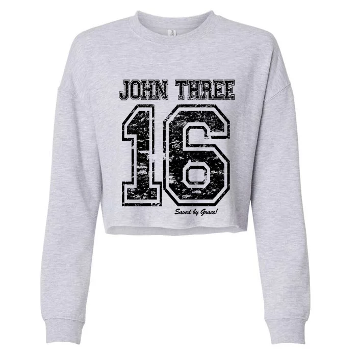 John 3:16 Christian Religious Salvation Gospel Bible Gift Meaningful Gift Cropped Pullover Crew