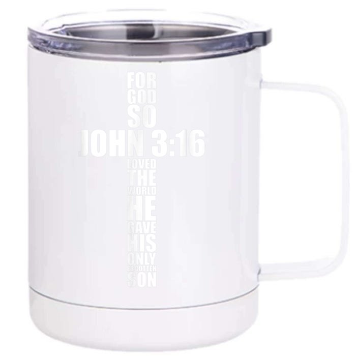 John 3:16 Christian Cross Saying Religious Bible Verse Gifts Front & Back 12oz Stainless Steel Tumbler Cup