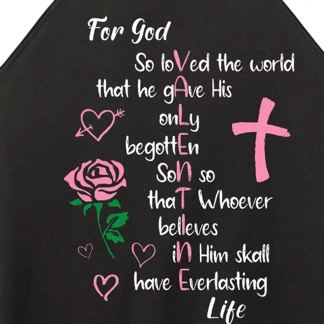 John 316 For God So Loved The World Valentines Christian Women’s Perfect Tri Rocker Tank