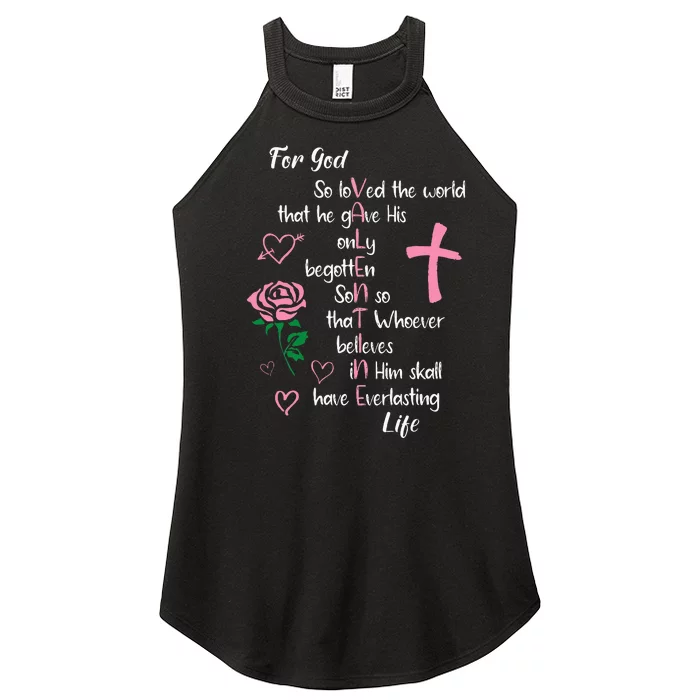 John 316 For God So Loved The World Valentines Christian Women’s Perfect Tri Rocker Tank