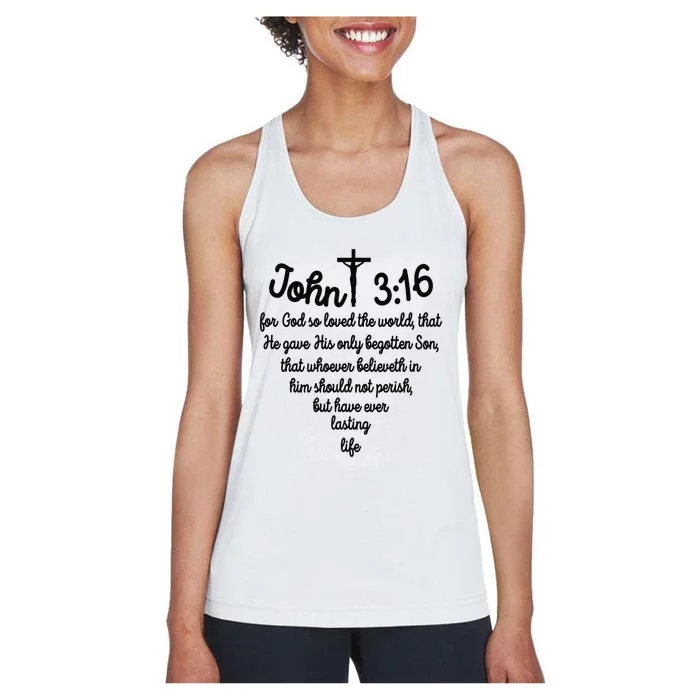 John 316 For God So Loved The World Jesus Christian Women's Racerback Tank