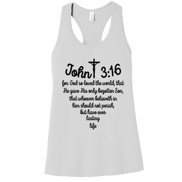 John 316 For God So Loved The World Jesus Christian Women's Racerback Tank