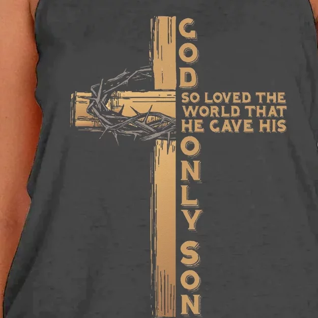 John 316 God Gave His Only Son Christian Easter Cross Bible Women's Knotted Racerback Tank