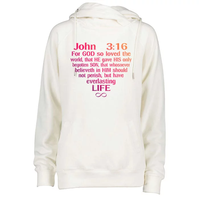 John 3:16 God Loves You Religious Motivational Inspired Great Gift Womens Funnel Neck Pullover Hood