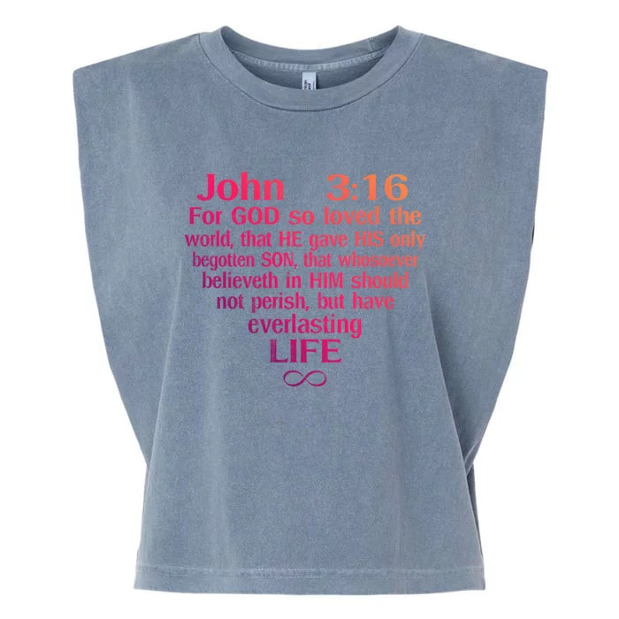 John 3:16 God Loves You Religious Motivational Inspired Great Gift Garment-Dyed Women's Muscle Tee