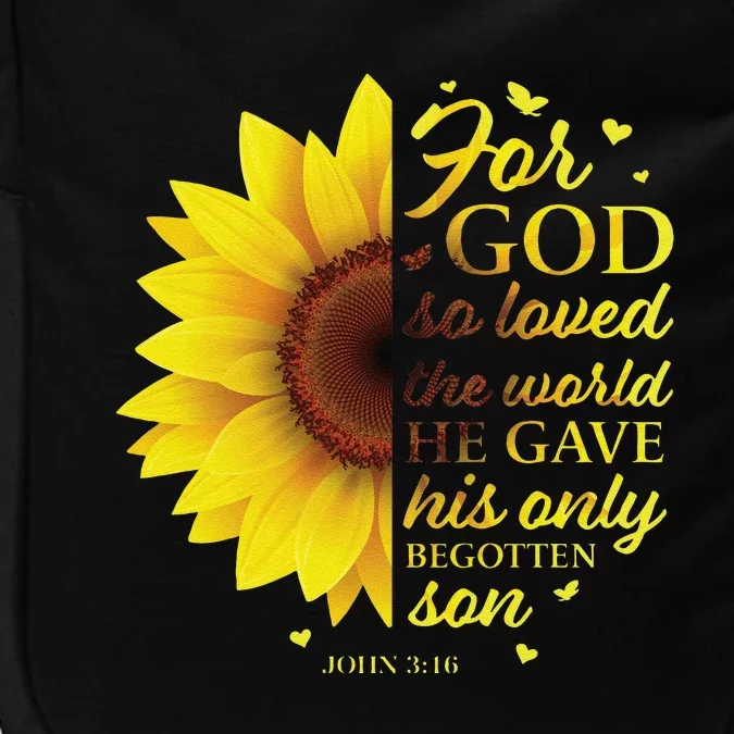 John 316 Sunflower Christian Verses Sayings Religious Her Sweat Impact Tech Backpack