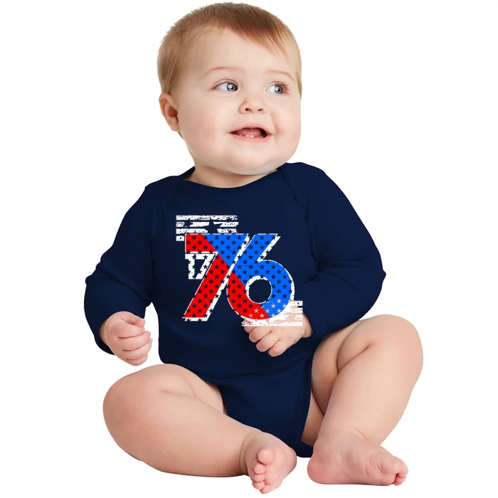 July 4th 1776 Stars And Stripes Baby Long Sleeve Bodysuit