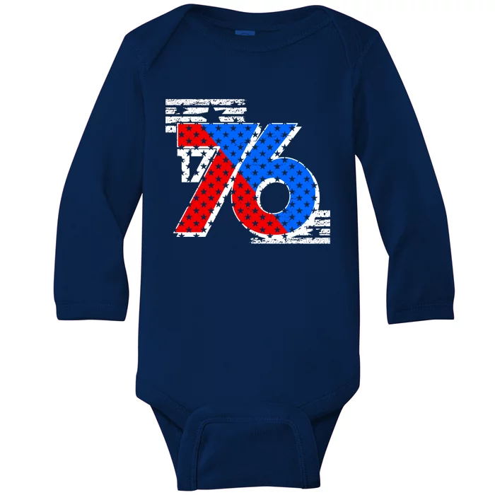 July 4th 1776 Stars And Stripes Baby Long Sleeve Bodysuit