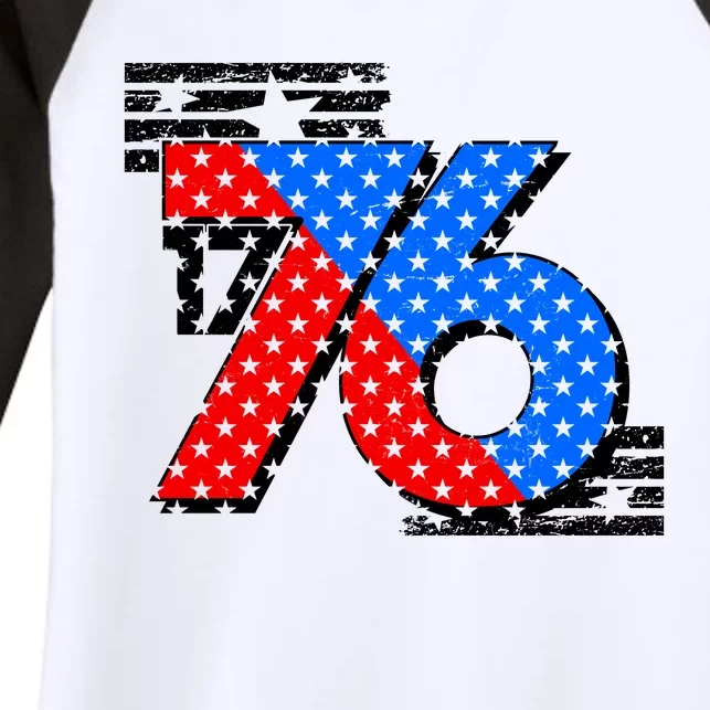 July 4th 1776 Stars And Stripes Women's Tri-Blend 3/4-Sleeve Raglan Shirt