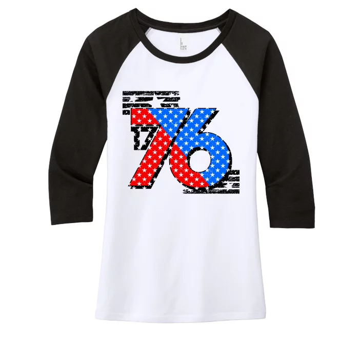 July 4th 1776 Stars And Stripes Women's Tri-Blend 3/4-Sleeve Raglan Shirt