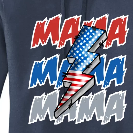 July 4th American Flag Mama Bolt Cool Gift Women's Pullover Hoodie