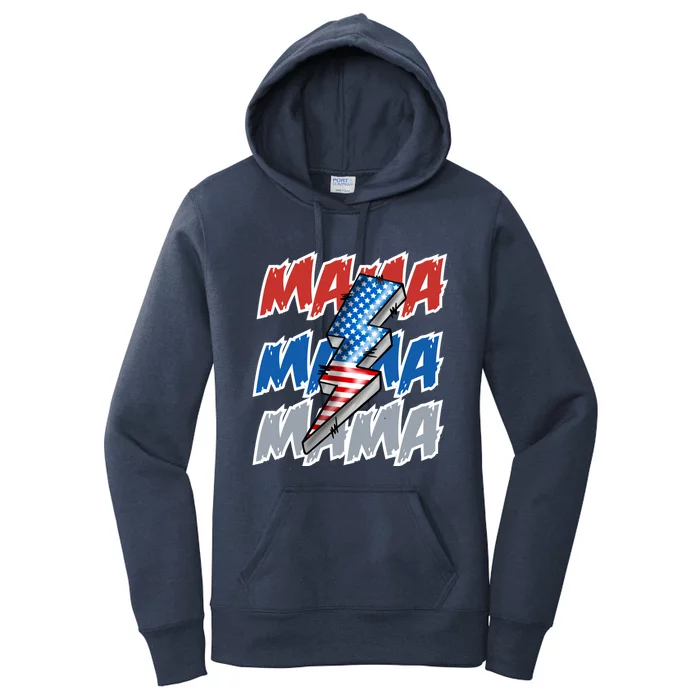 July 4th American Flag Mama Bolt Cool Gift Women's Pullover Hoodie