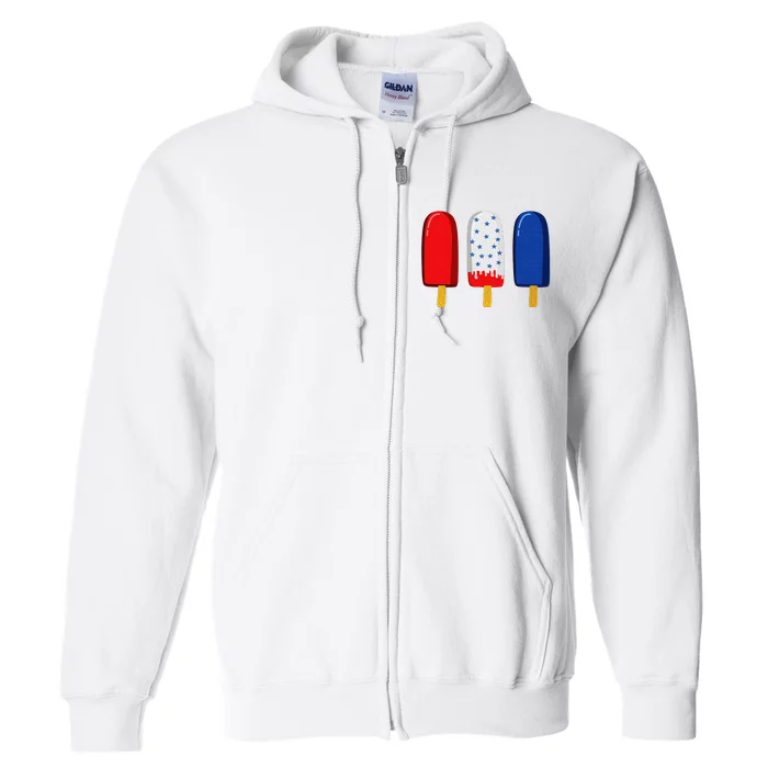 July 4th American Flag Popsicle Full Zip Hoodie