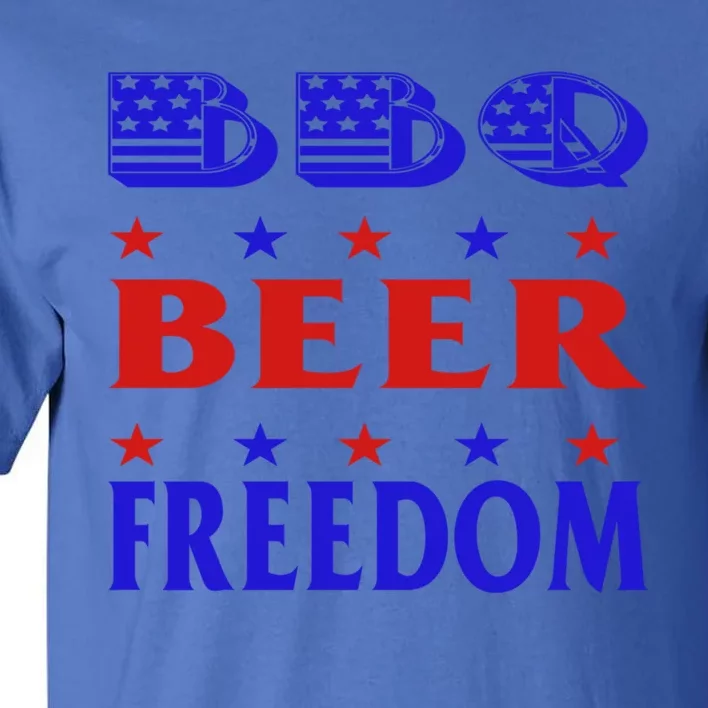 July 4 Celebrate Freedom Good Beer Great Bbq Gift Tall T-Shirt