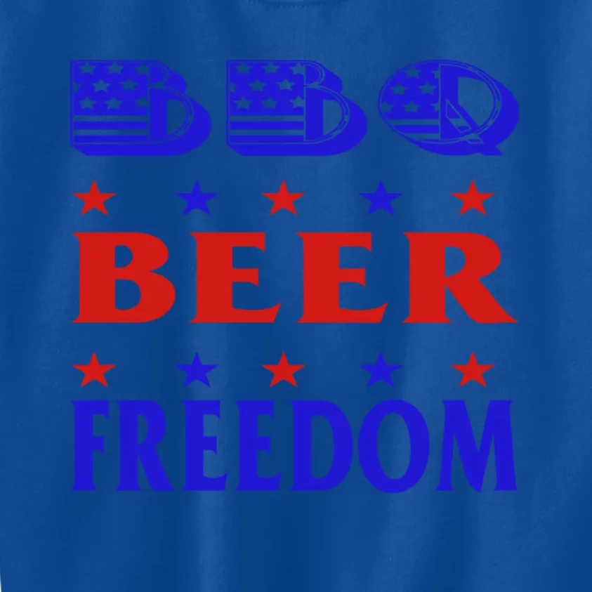 July 4 Celebrate Freedom Good Beer Great Bbq Gift Kids Sweatshirt