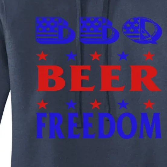 July 4 Celebrate Freedom Good Beer Great Bbq Gift Women's Pullover Hoodie