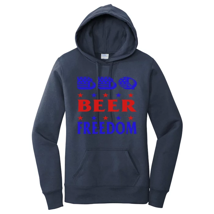 July 4 Celebrate Freedom Good Beer Great Bbq Gift Women's Pullover Hoodie