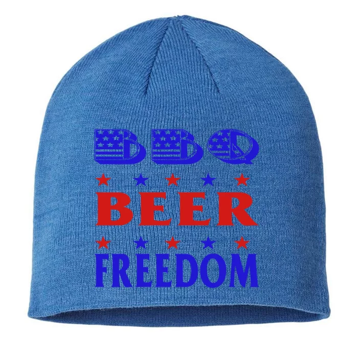 July 4 Celebrate Freedom Good Beer Great Bbq Meaningful Gift 8 1/2in Sustainable Knit Beanie