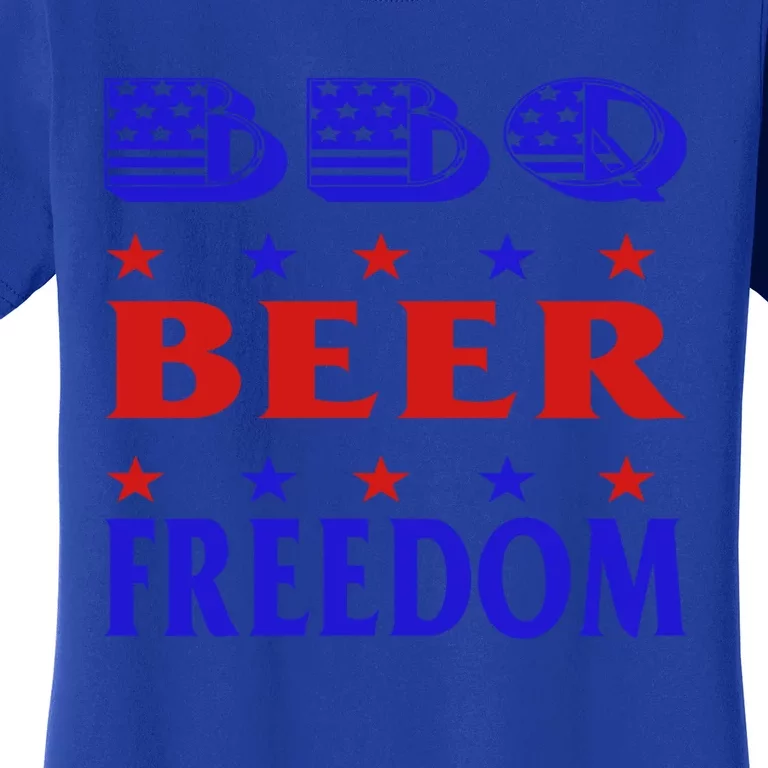 July 4 Celebrate Freedom Good Beer Great Bbq Meaningful Gift Women's T-Shirt