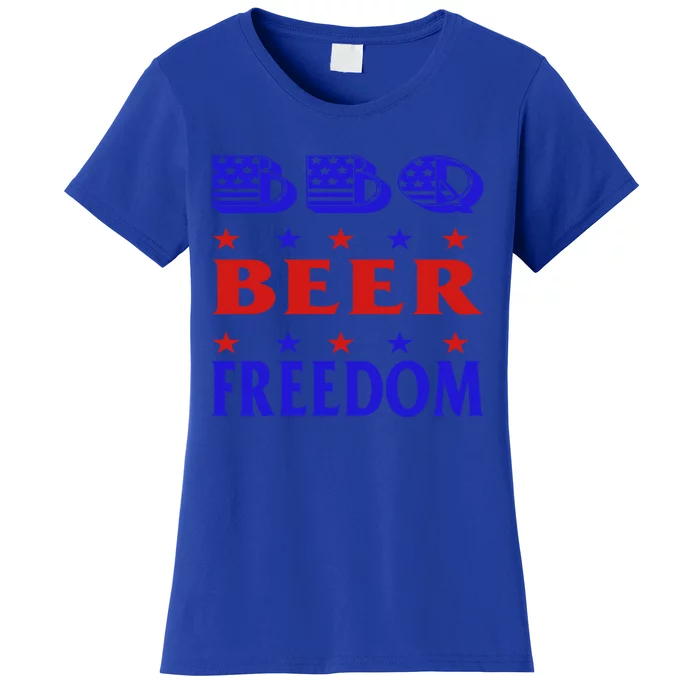 July 4 Celebrate Freedom Good Beer Great Bbq Meaningful Gift Women's T-Shirt