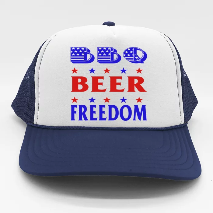 July 4 Celebrate Freedom Good Beer Great Bbq Meaningful Gift Trucker Hat