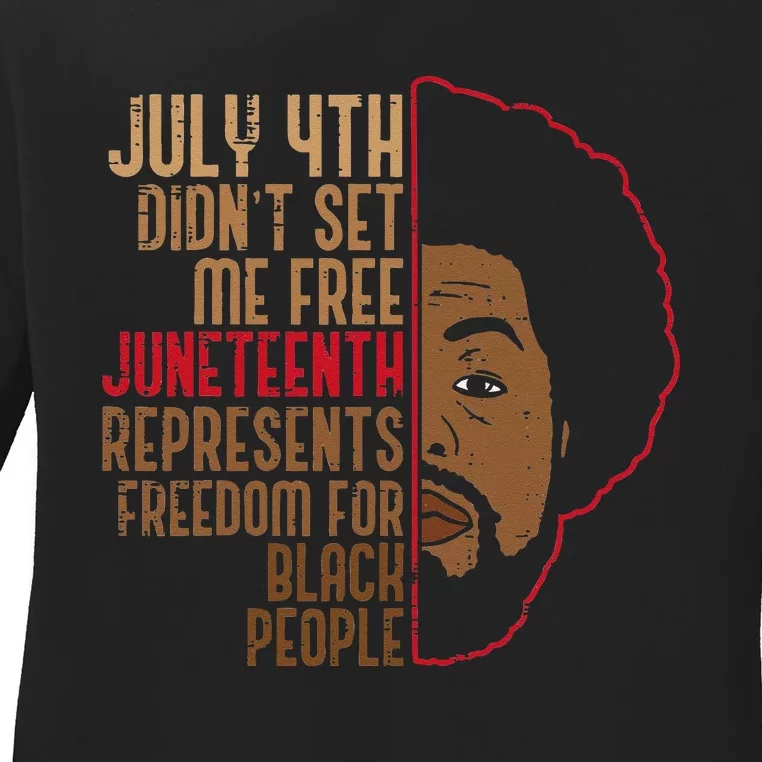 July 4th Didnt Set Me Free Juneteenth Afro June 19th Ladies Long Sleeve Shirt