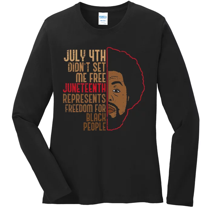 July 4th Didnt Set Me Free Juneteenth Afro June 19th Ladies Long Sleeve Shirt