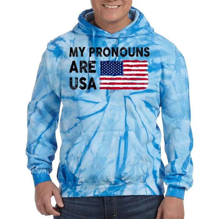 July 4th Funny My Pronouns Are Usa Tie Dye Hoodie