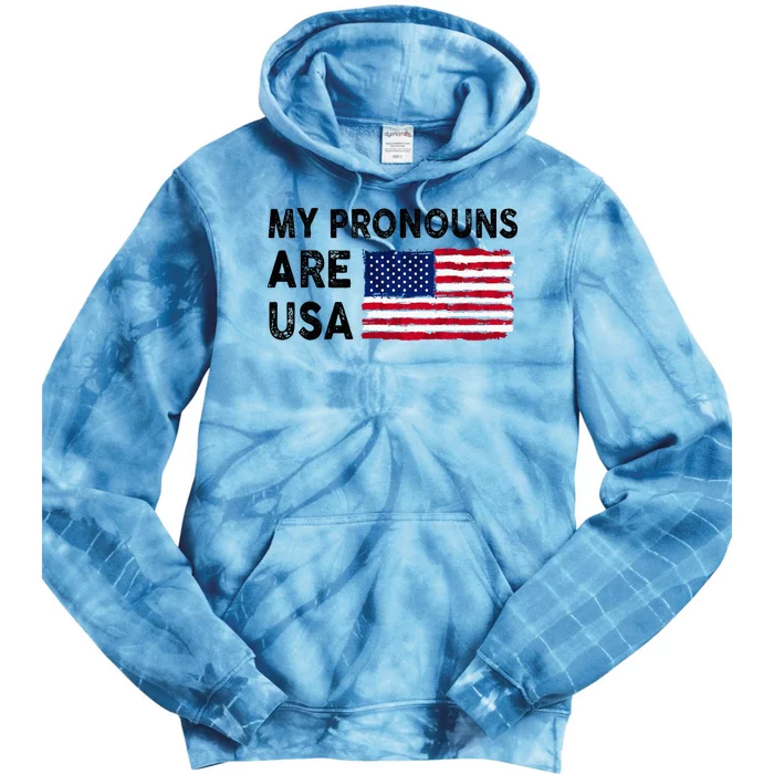 July 4th Funny My Pronouns Are Usa Tie Dye Hoodie