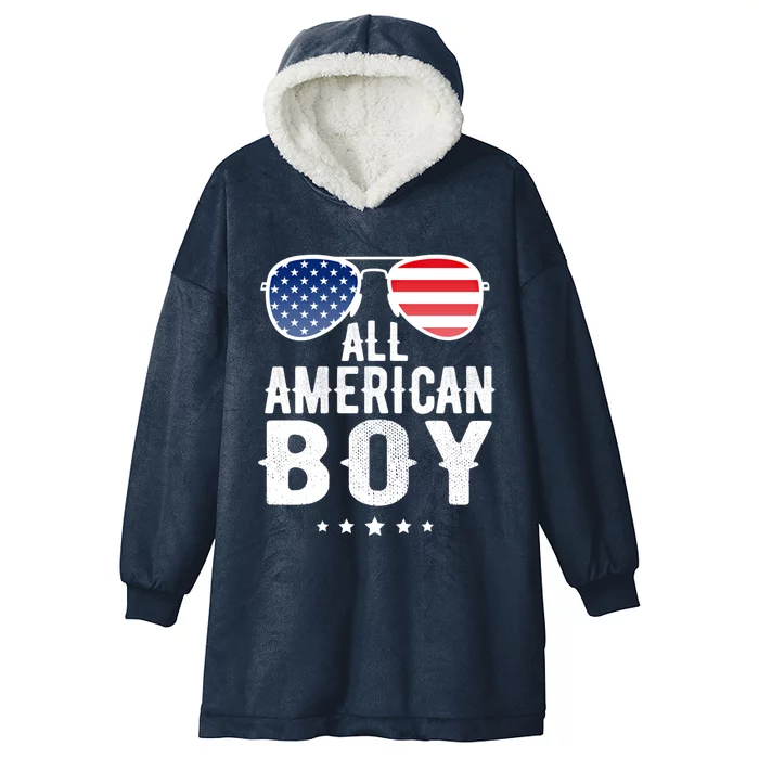 July 4th Freedom Usa Patriotic Vintage All American Cute Gift Hooded Wearable Blanket