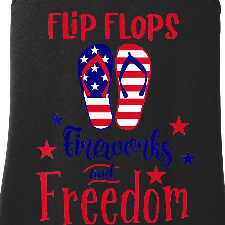 July 4th Flip Flops Fireworks & Freedom 4th of July Party Ladies Essential Tank