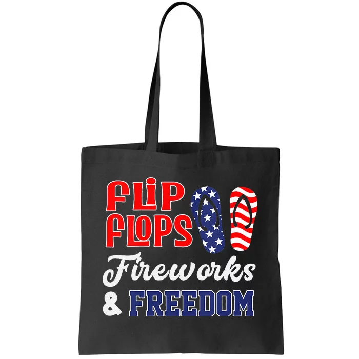 July 4th Flip Flops Fireworks & Freedom Patriotic Tote Bag