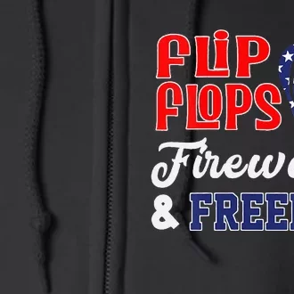 July 4th Flip Flops Fireworks & Freedom Patriotic Full Zip Hoodie