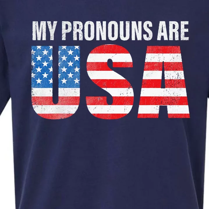 July 4th Funny My Pronouns Are USA 4th Of Jully US Flag Sueded Cloud Jersey T-Shirt