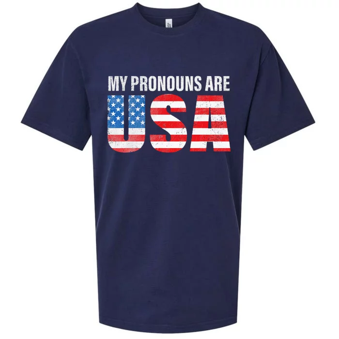 July 4th Funny My Pronouns Are USA 4th Of Jully US Flag Sueded Cloud Jersey T-Shirt