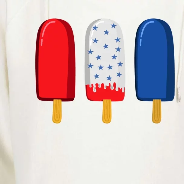 July 4th Gift American Flag Popsicle Great Gift Womens Funnel Neck Pullover Hood