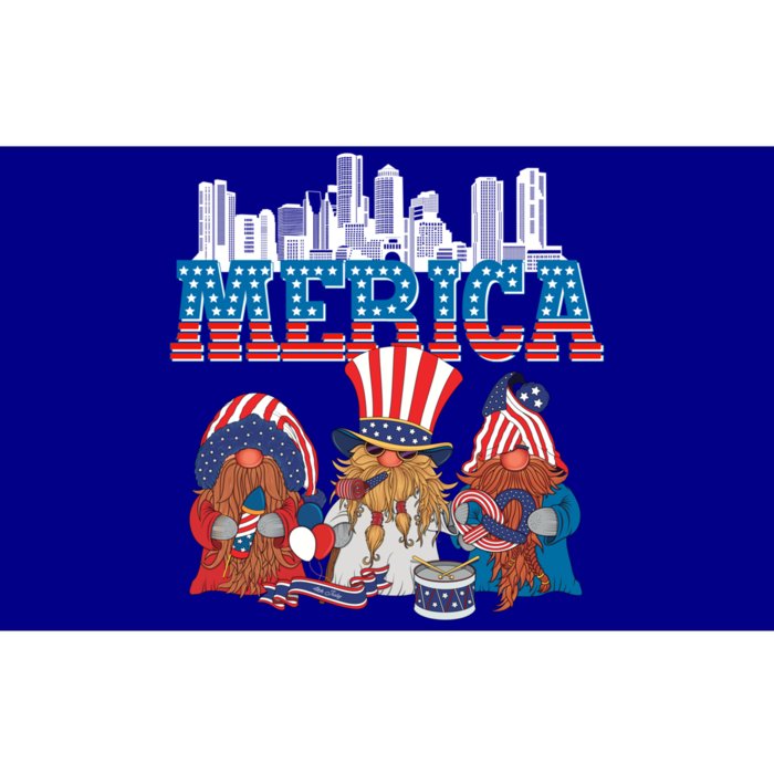 July 4th Gnomes Independence Boston Skyline Us Flag Merica Gift Bumper Sticker