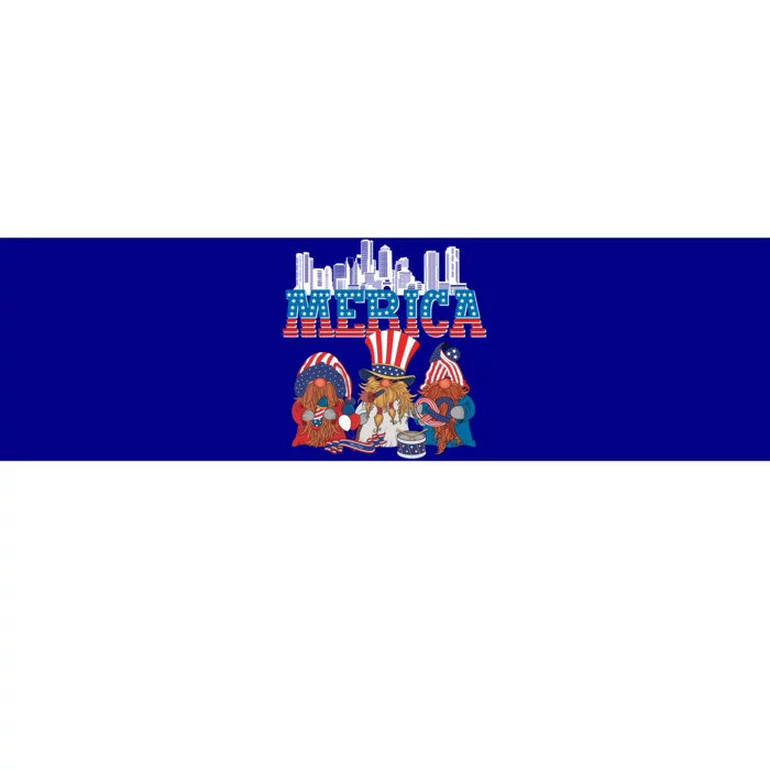 July 4th Gnomes Independence Boston Skyline Us Flag Merica Gift Bumper Sticker