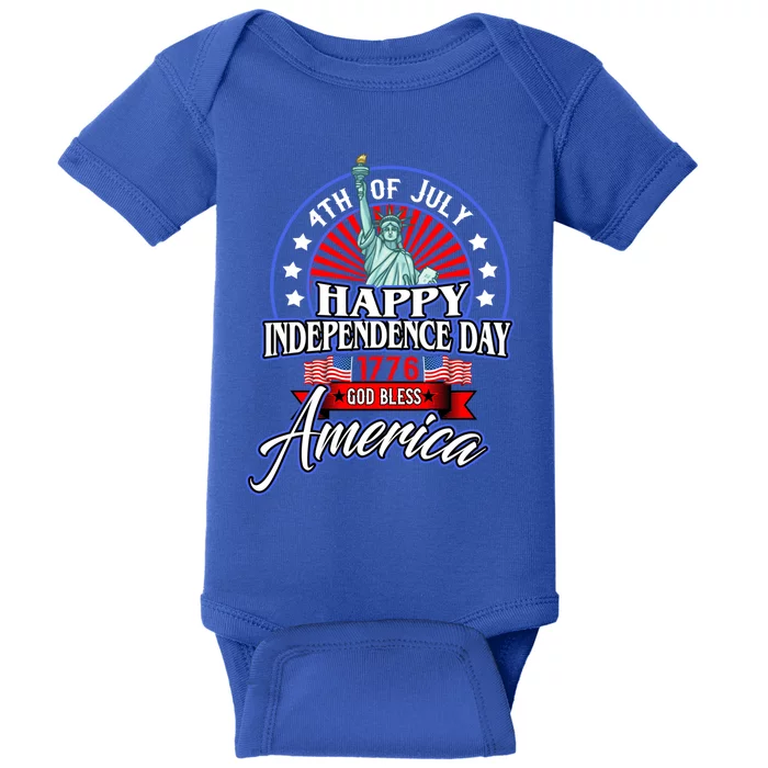 July 4th Happy Independence Day God Bless America Fireworks Gift Baby Bodysuit