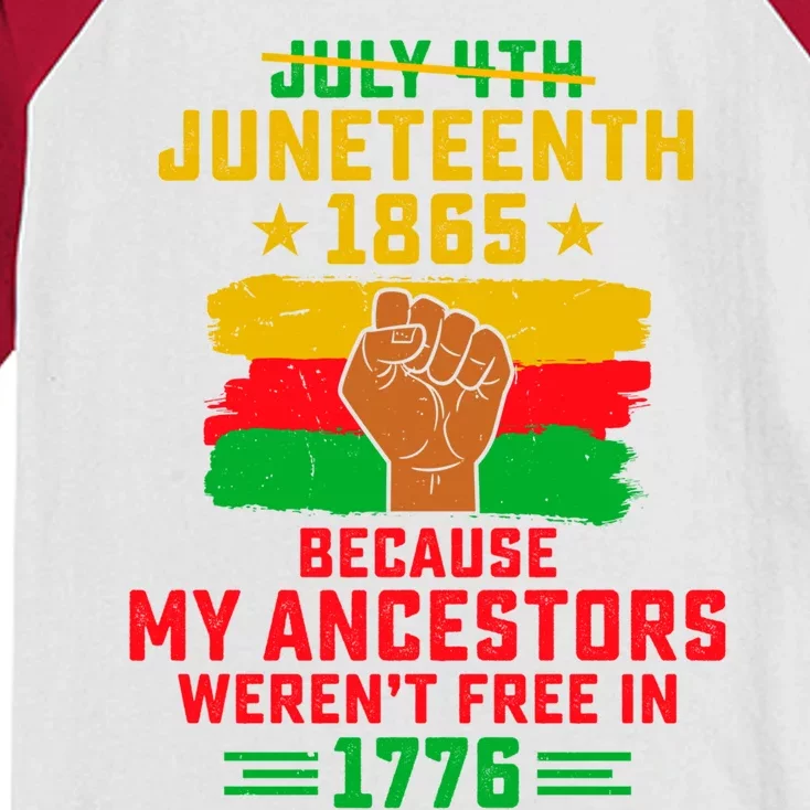 July 4th Juneteenth 1865 Because My Ancestors Freedom Day Gift Kids Colorblock Raglan Jersey