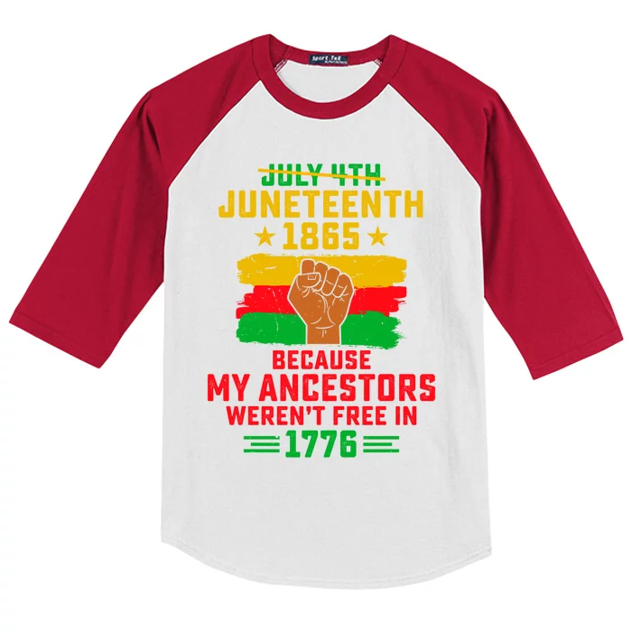 July 4th Juneteenth 1865 Because My Ancestors Freedom Day Gift Kids Colorblock Raglan Jersey