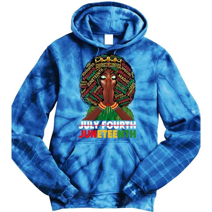 July 4th Junenth 1865 Celebrate Junenth Black Gift Tie Dye Hoodie