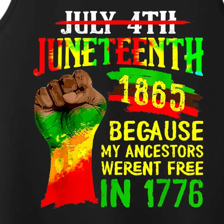 July 4th Juneteenth 1865 Because My Ancestors Freedom Performance Tank