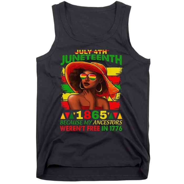 July 4th Juneteenth 1865 Because My Ancestors Afro Wo Tank Top