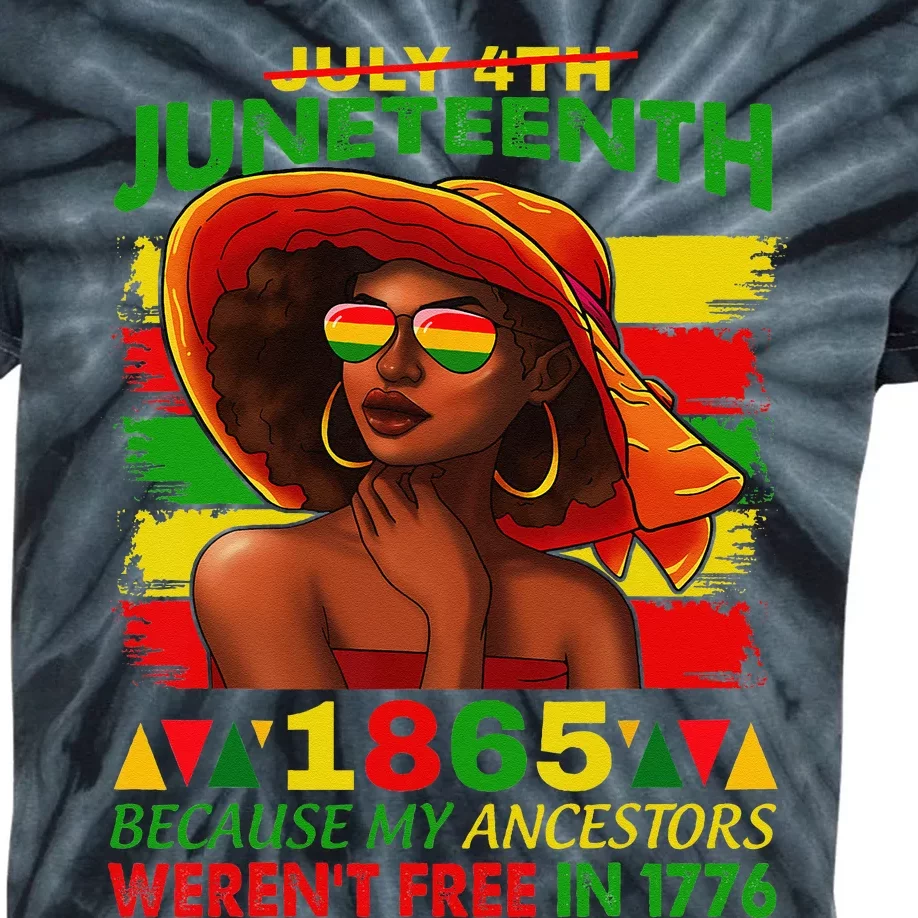 July 4th Juneteenth 1865 Because My Ancestors Afro Wo Kids Tie-Dye T-Shirt