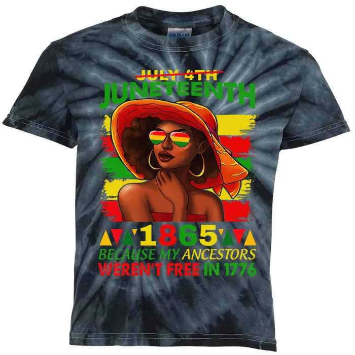 July 4th Juneteenth 1865 Because My Ancestors Afro Wo Kids Tie-Dye T-Shirt