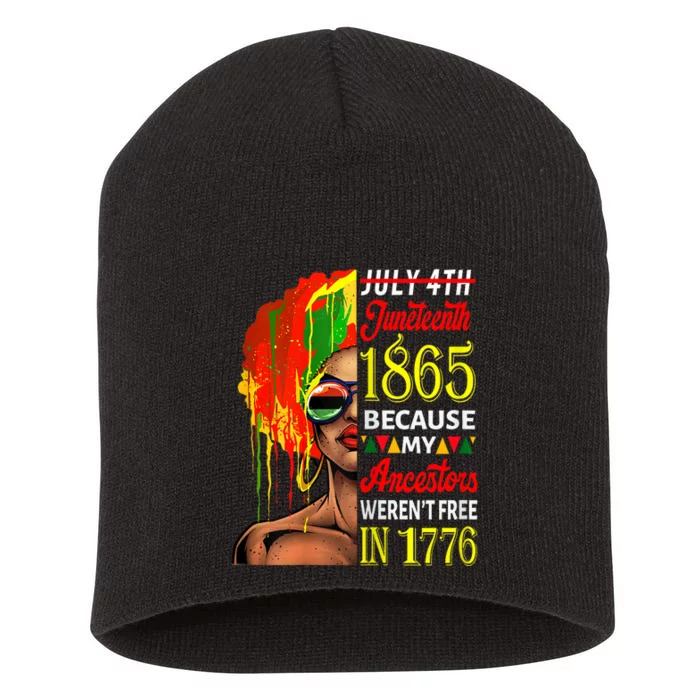 July 4th Juneteenth 1865 Because My Ancestors Afro Short Acrylic Beanie