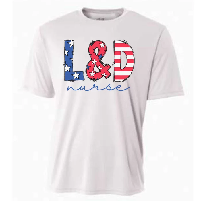 July 4th Labor And Delivery Nurse Patriotic LD Nursing Cooling Performance Crew T-Shirt