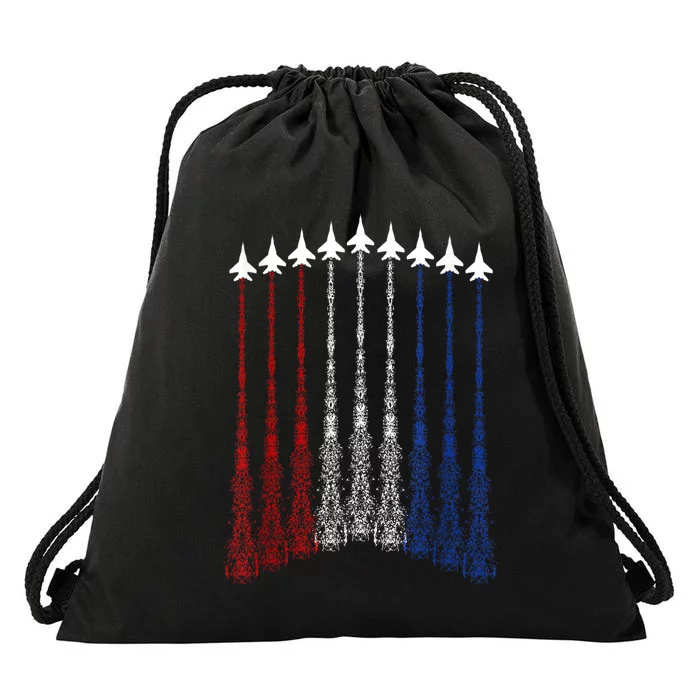 Jets 4th Of July For Usa Patriotic Drawstring Bag