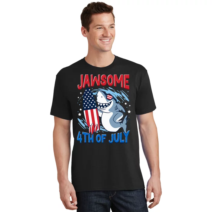 Jawsome 4th of July Outifts Funny Shark T-Shirt